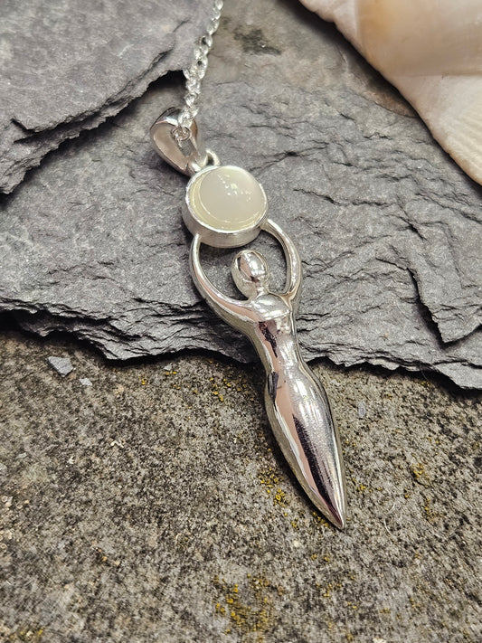 Rainbow Moonstone Goddess Necklace