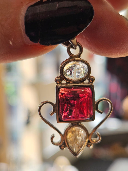 Quartz, Ruby & Citrine Necklace