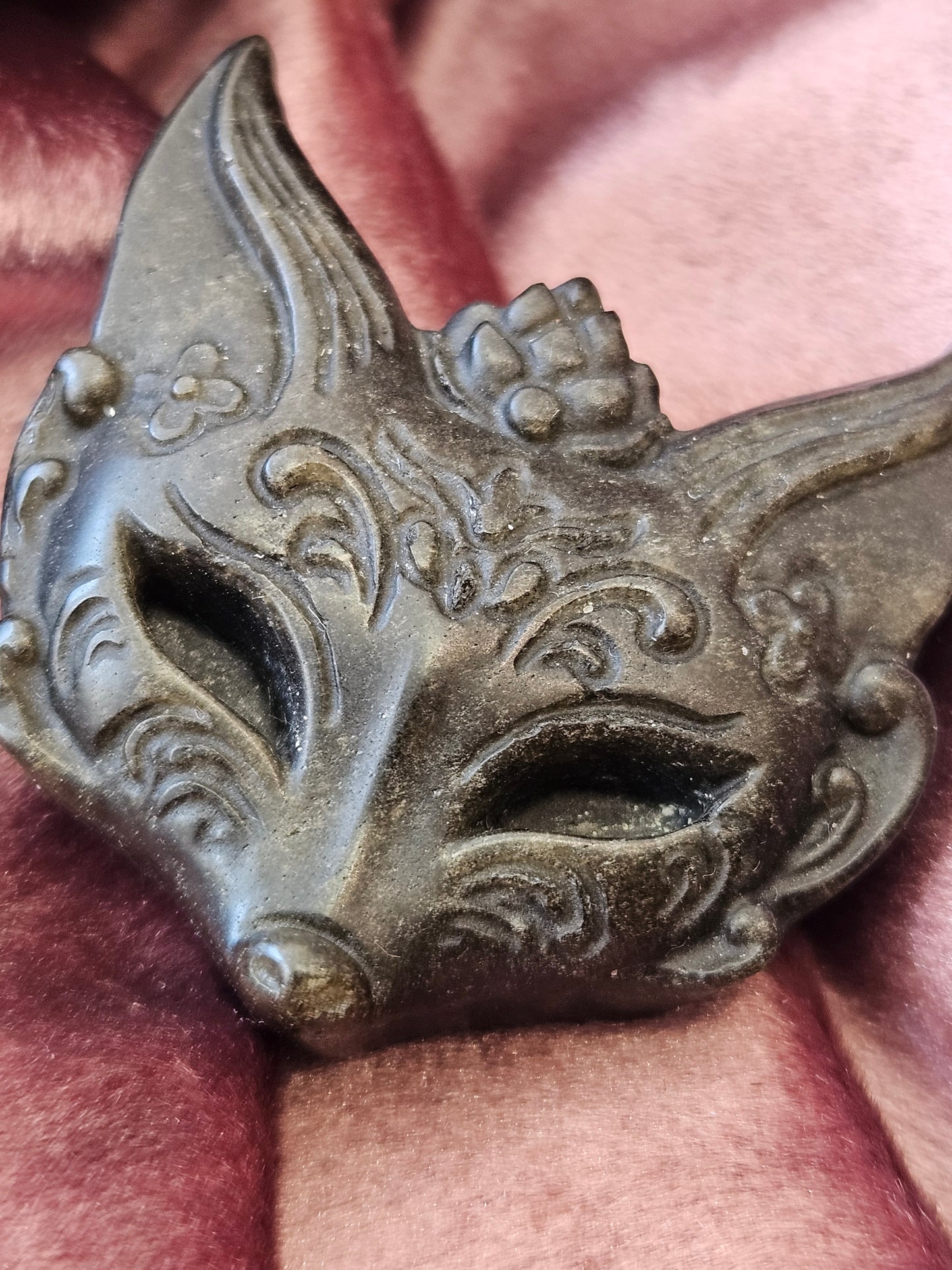 Obsidian Cat Mask Carving