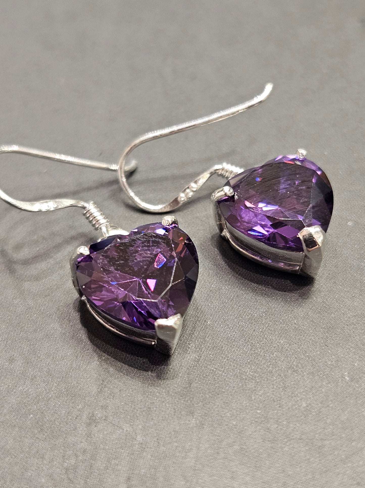 Amethyst Heart Earrings
