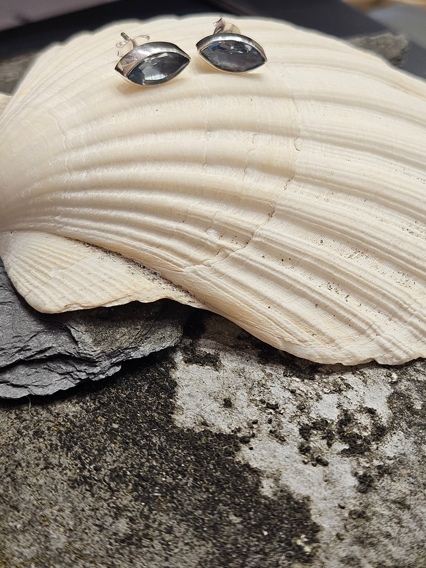 Blue Topaz Marquise Studs